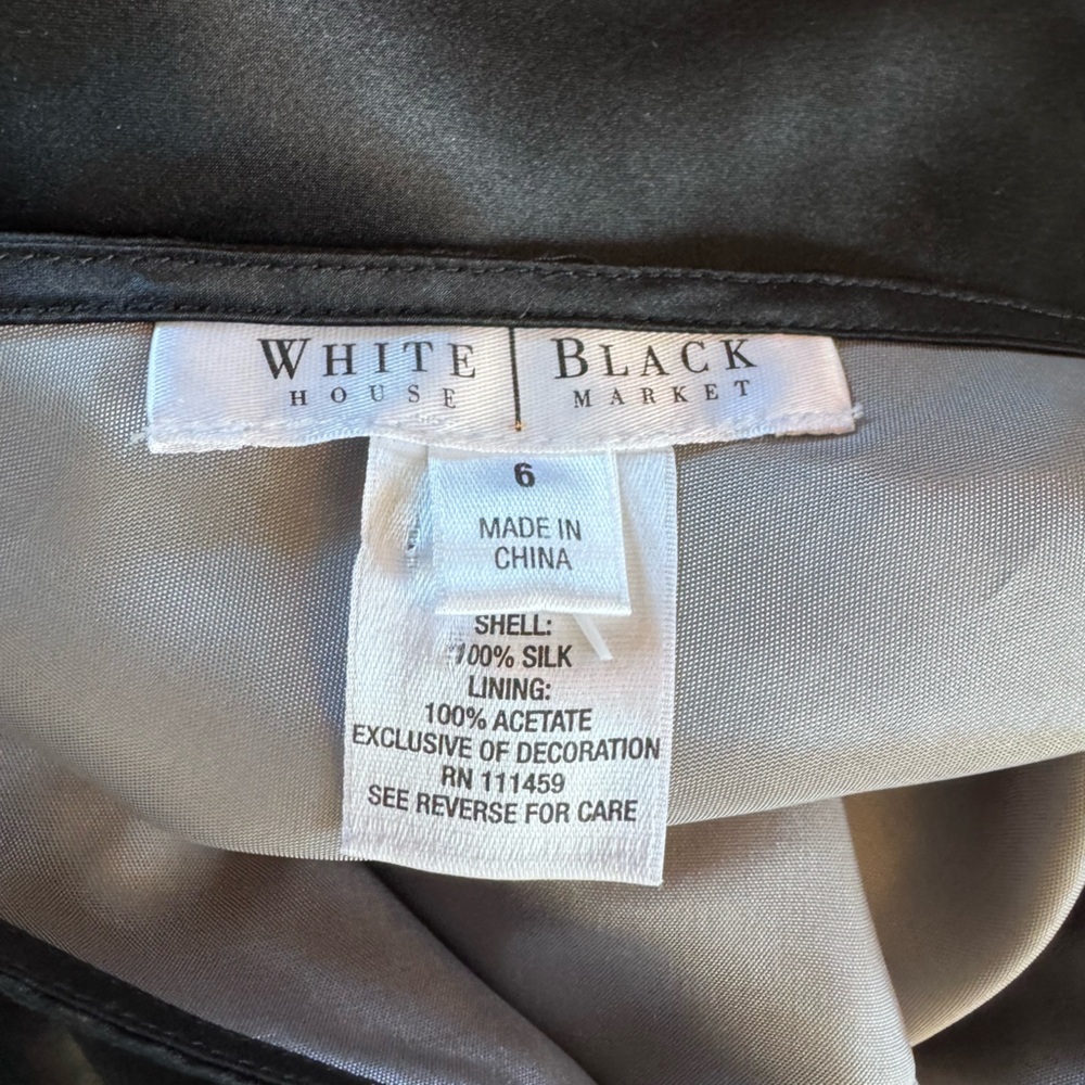 White House Black Market Black Silk Midi Skirt - Picture 6 of 6